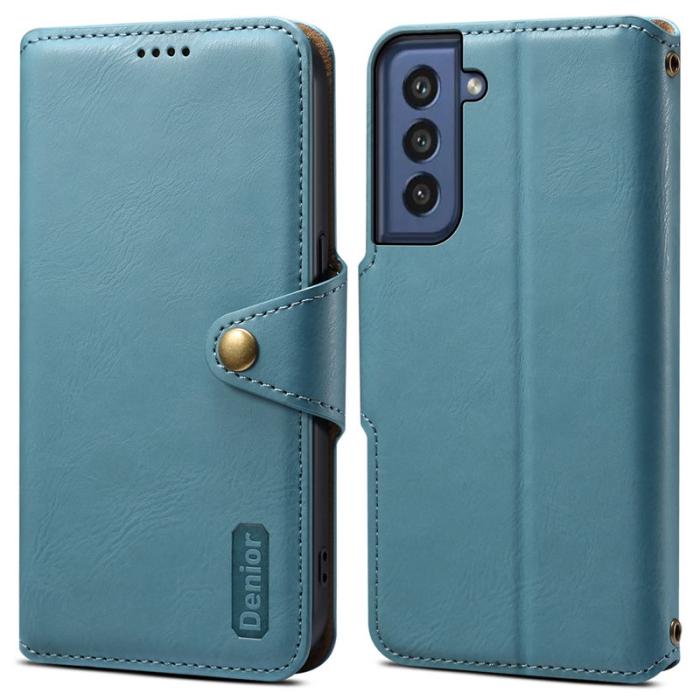 DENIOR - DENIOR Samsung Galaxy S21 FE 5G Fodral Läder Flip Cover Blå