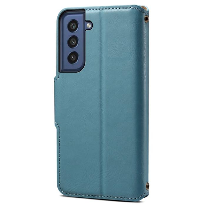 DENIOR - DENIOR Samsung Galaxy S21 FE 5G Fodral Läder Flip Cover Blå