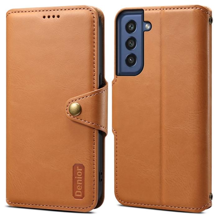 DENIOR - DENIOR Samsung Galaxy S21 FE 5G Fodral Äkta Läder Khaki