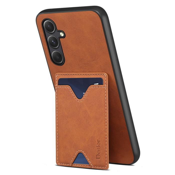 DENIOR - DENIOR Samsung Galaxy S23 FE Fodral Kortfodral Äkta läder Brun