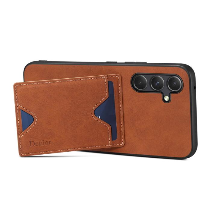 DENIOR - DENIOR Samsung Galaxy S23 FE Fodral Kortfodral Äkta läder Brun