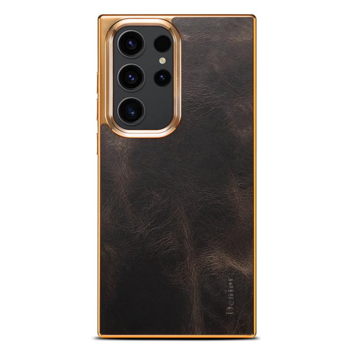 DENIOR - DENIOR Samsung Galaxy S23 Ultra Fodral Äkta Läder + PC + TPU - Svart