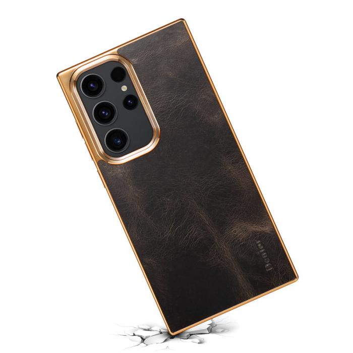 DENIOR - DENIOR Samsung Galaxy S23 Ultra Fodral Äkta Läder + PC + TPU - Svart