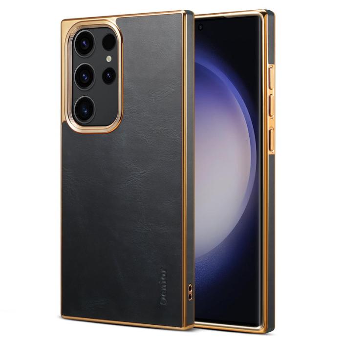 DENIOR - DENIOR Samsung Galaxy S23 Ultra Fodral Äkta Läder + PC + TPU Blå