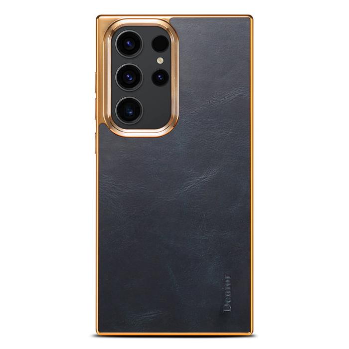DENIOR - DENIOR Samsung Galaxy S23 Ultra Fodral Äkta Läder + PC + TPU Blå