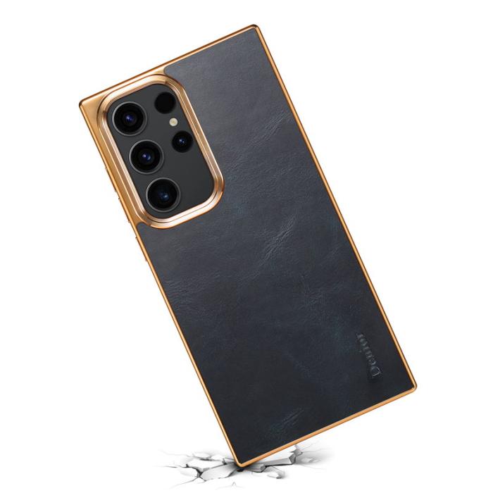 DENIOR - DENIOR Samsung Galaxy S23 Ultra Fodral Äkta Läder + PC + TPU Blå