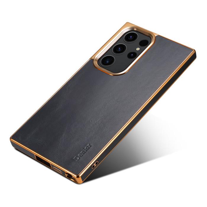 DENIOR - DENIOR Samsung Galaxy S23 Ultra Fodral Äkta Läder + PC + TPU Blå