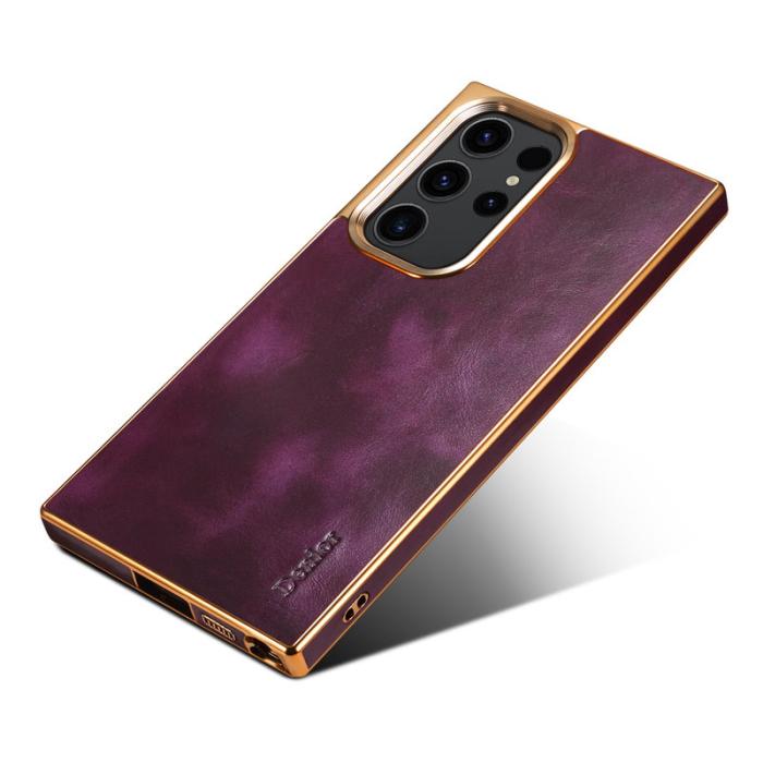 DENIOR - DENIOR Samsung Galaxy S23 Ultra Fodral Äkta Läder + PC + TPU Lila