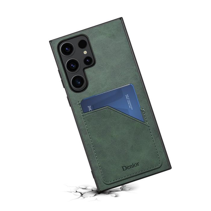 DENIOR - DENIOR Samsung Galaxy S23 Ultra Fodral PU Läder Grön