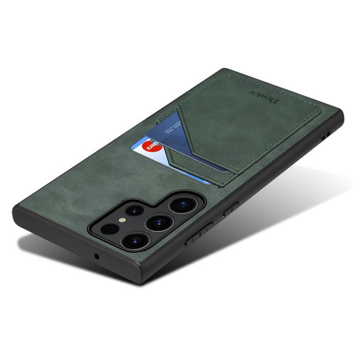 DENIOR - DENIOR Samsung Galaxy S23 Ultra Fodral PU Läder Grön