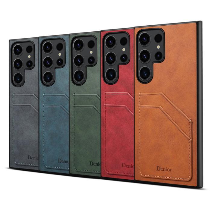 DENIOR - DENIOR Samsung Galaxy S23 Ultra Fodral PU Läder Grön