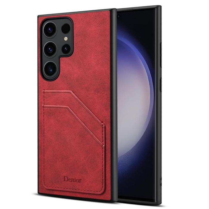 DENIOR - DENIOR Samsung Galaxy S23 Ultra Fodral PU-läder Röd