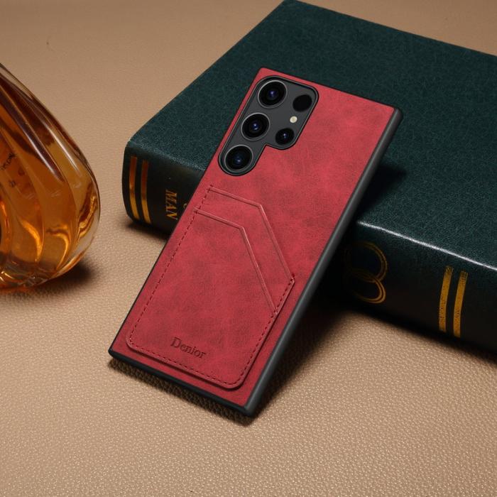 DENIOR - DENIOR Samsung Galaxy S23 Ultra Fodral PU-läder Röd