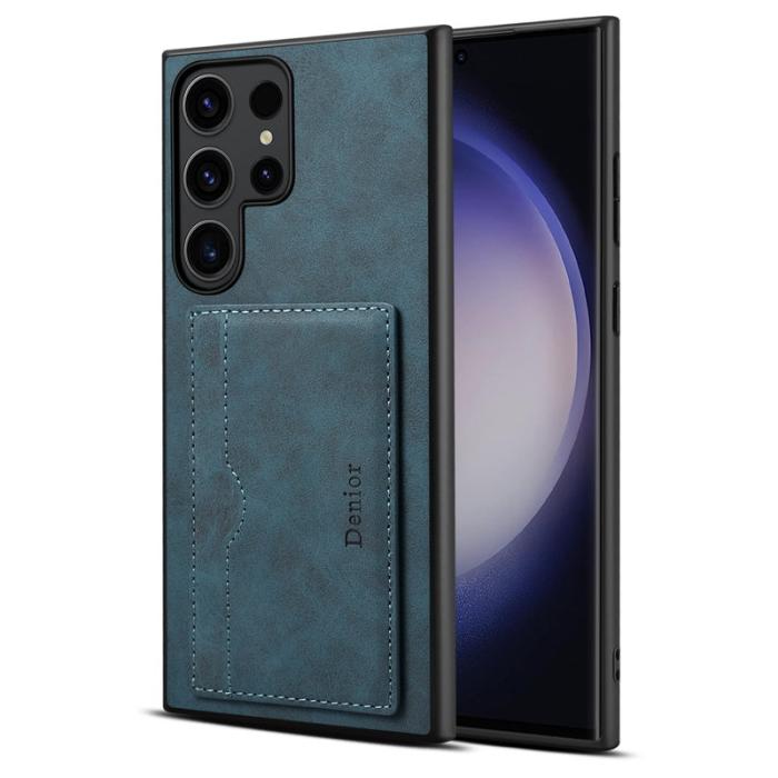 DENIOR - DENIOR Samsung Galaxy S23 Ultra Skal i äkta läder - Blå