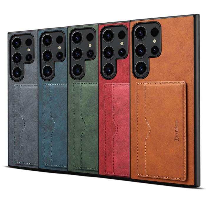 DENIOR - DENIOR Samsung Galaxy S23 Ultra Skal i äkta läder - Blå