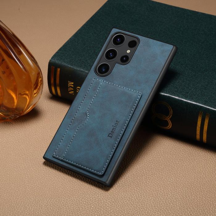 DENIOR - DENIOR Samsung Galaxy S23 Ultra Skal i äkta läder - Blå