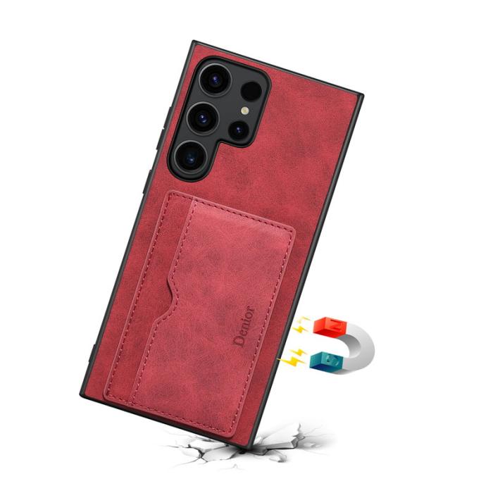 DENIOR - DENIOR Samsung Galaxy S23 Ultra Skal Äkta Läder Röd