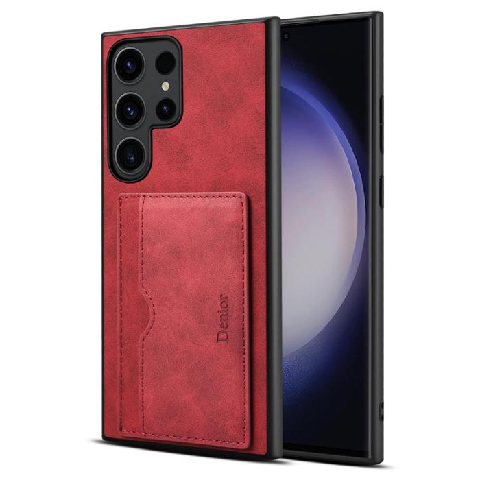 DENIOR - DENIOR Samsung Galaxy S23 Ultra Skal Äkta Läder Röd