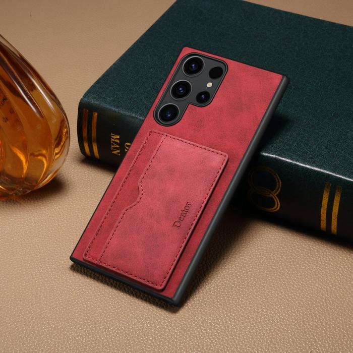 DENIOR - DENIOR Samsung Galaxy S23 Ultra Skal Äkta Läder Röd