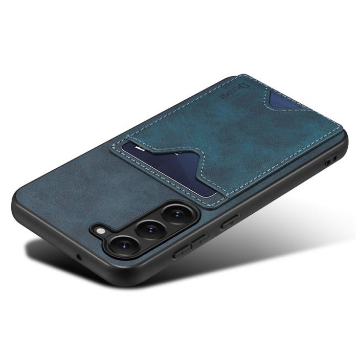 DENIOR - DENIOR Samsung Galaxy S24 Fodral Äkta läder Ställ - Blå