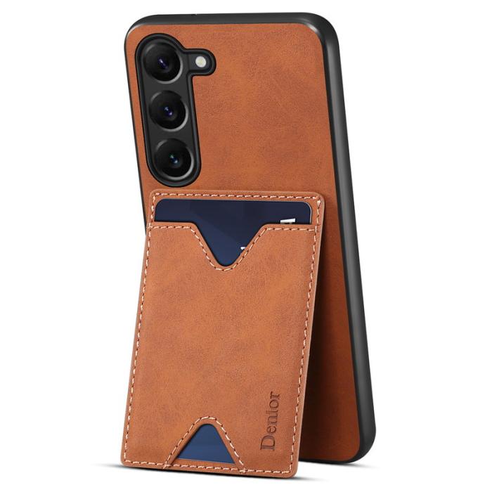DENIOR - DENIOR Samsung Galaxy S24 Fodral Äkta Läder Brun