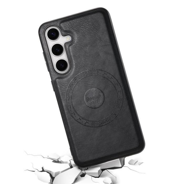 DENIOR - DENIOR Samsung Galaxy S24 Fodral Äkta Läder Svart