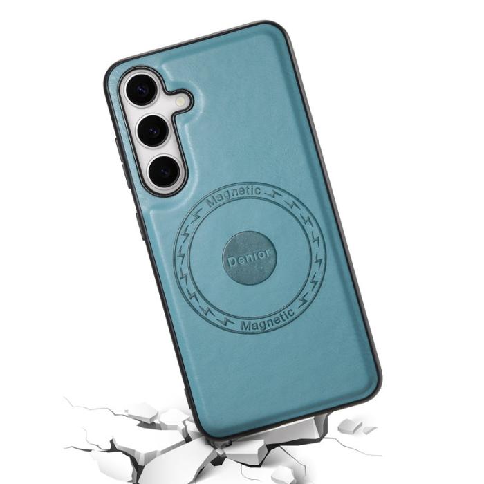 DENIOR - DENIOR Samsung Galaxy S24 Fodral Äkta Läder Blå