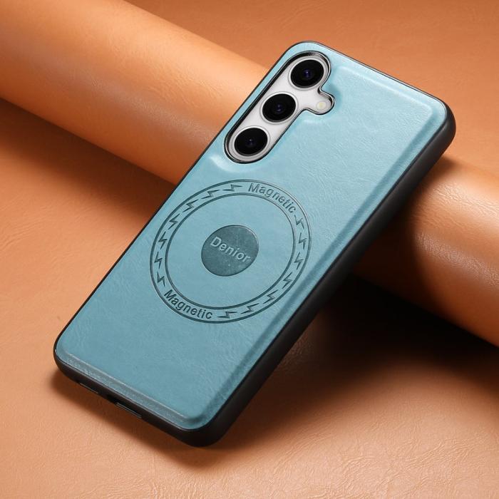 DENIOR - DENIOR Samsung Galaxy S24 Fodral Äkta Läder Blå