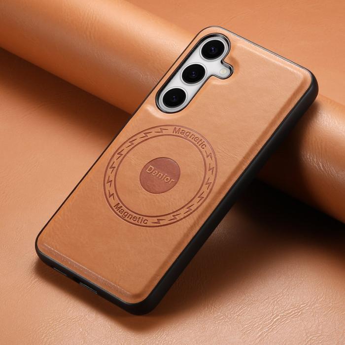 DENIOR - DENIOR Samsung Galaxy S24 Skal Äkta Läder Med Magnet - Khaki