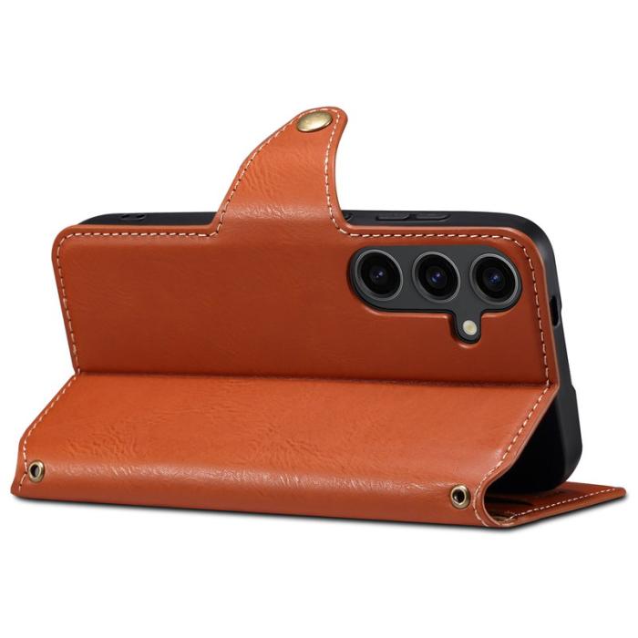 DENIOR - DENIOR Samsung Galaxy S24 Plånboksfodral Läder Brun