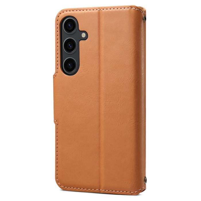 DENIOR - DENIOR Samsung Galaxy S24 Plånboksfodral Äkta Läder - Khaki