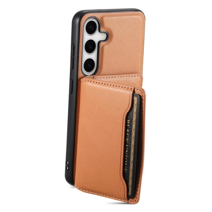 DENIOR - DENIOR Samsung Galaxy S24 Magnetiskt Fodral 2 i 1 Läder - Khaki