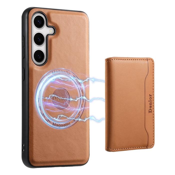 DENIOR - DENIOR Samsung Galaxy S24 Magnetiskt Fodral 2 i 1 Läder - Khaki