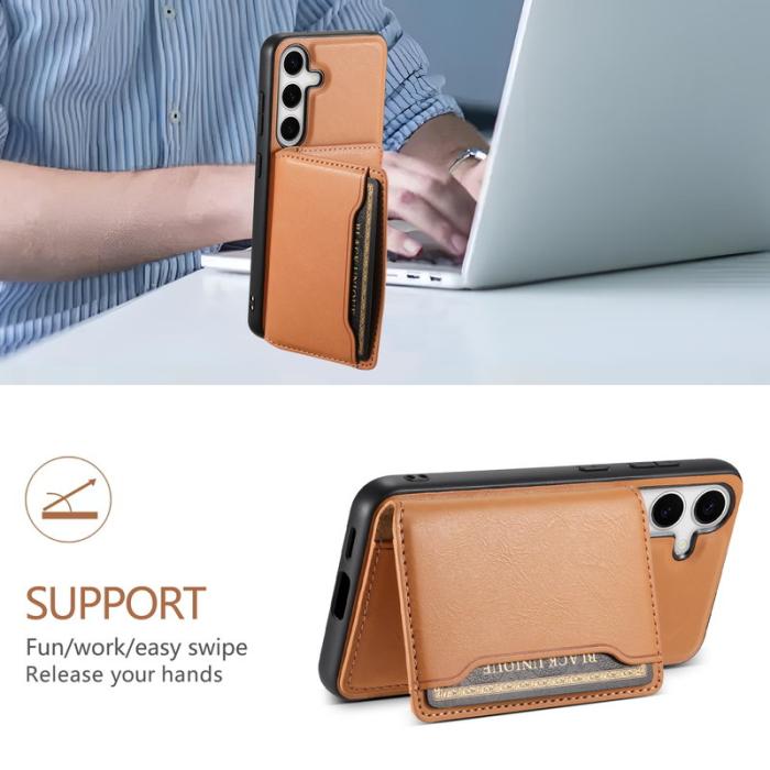 DENIOR - DENIOR Samsung Galaxy S24 Magnetiskt Fodral 2 i 1 Läder - Khaki