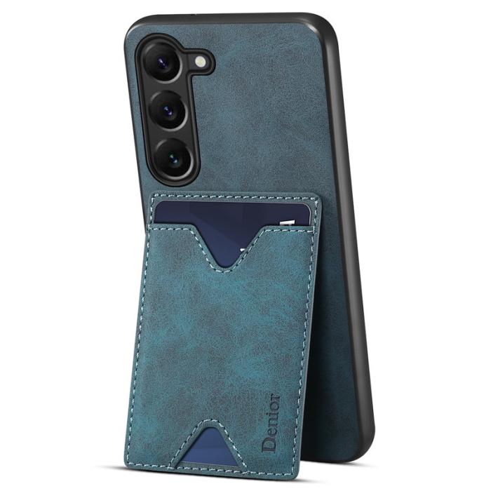 DENIOR - DENIOR Samsung Galaxy S24 Plus Skal Stöttålig Läder+TPU Blå