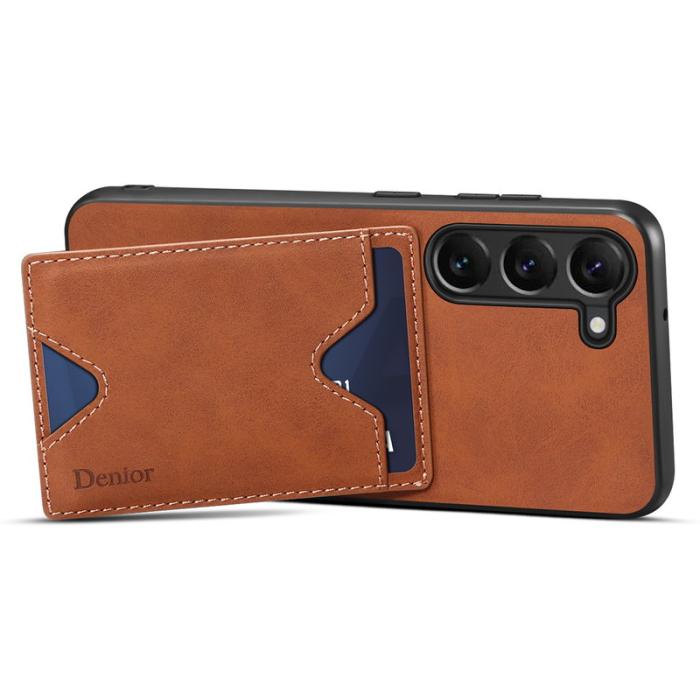 DENIOR - DENIOR Samsung Galaxy S24 Plus Fodral Stöttålig Läder+TPU Brun