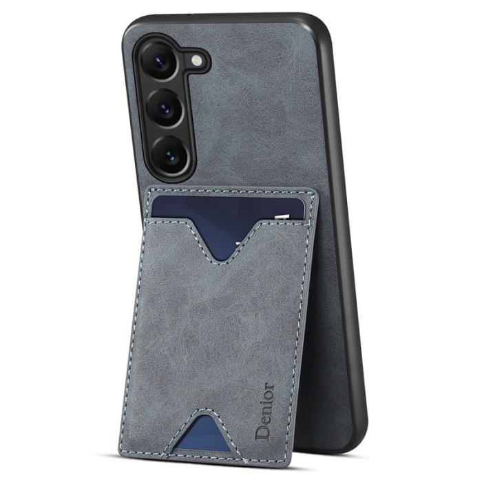 DENIOR - DENIOR Samsung Galaxy S24 Plus Fodral Stöttålig Läder + TPU Grå