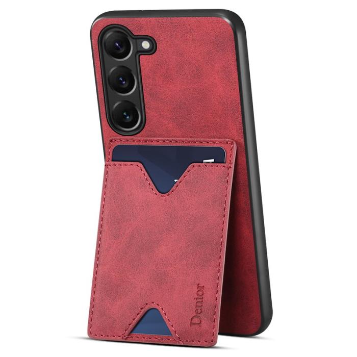 DENIOR - DENIOR Samsung Galaxy S24 Plus Fodral Stöttålig Läder + TPU Röd