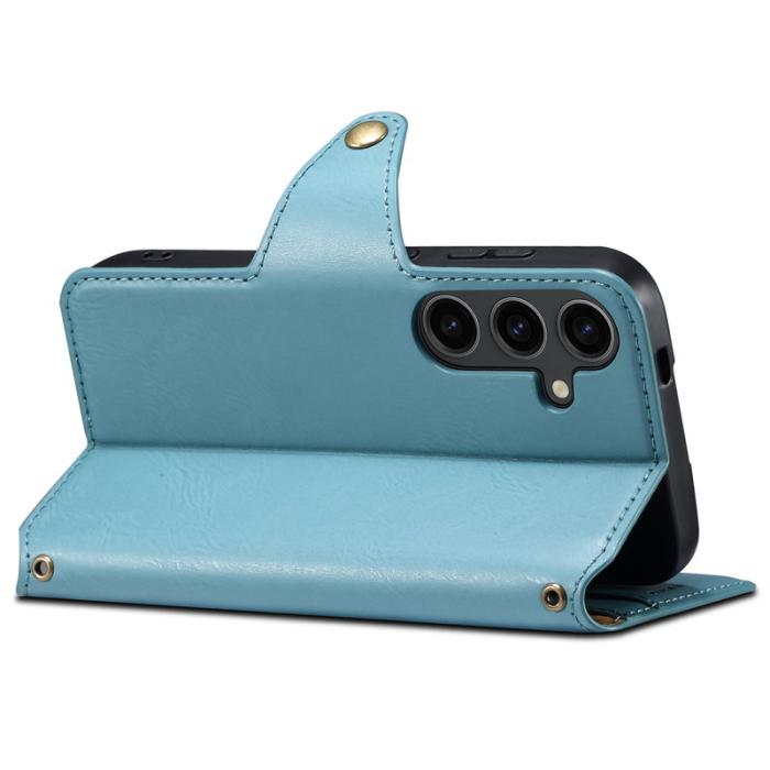 DENIOR - DENIOR Samsung Galaxy S24 Plus Fodral Äkta Läder Blå