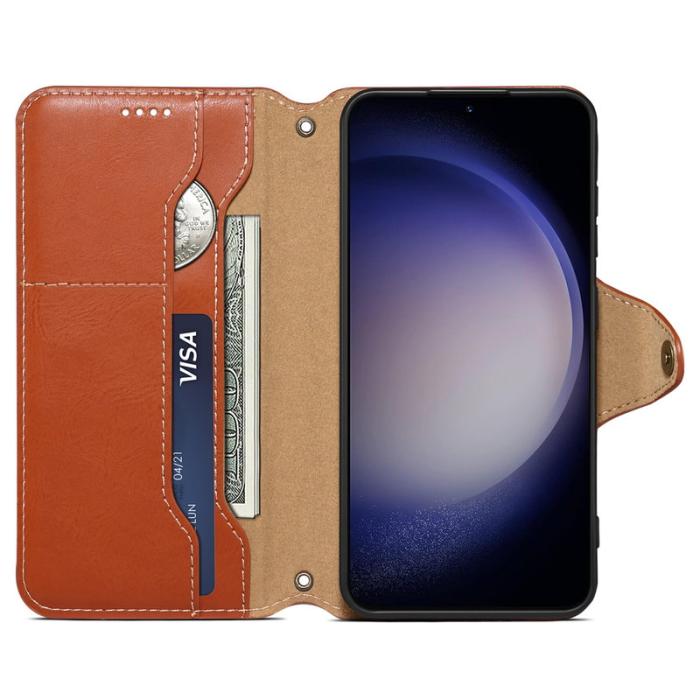 DENIOR - DENIOR Samsung Galaxy S24 Plus Fodral Äkta Läder Brun