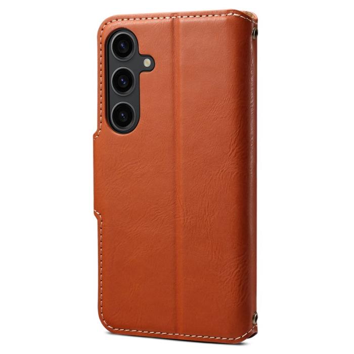 DENIOR - DENIOR Samsung Galaxy S24 Plus Fodral Äkta Läder Brun