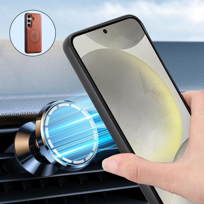 DENIOR - DENIOR Samsung Galaxy S24 Plus Fodral Magnetiskt Skydd Brun