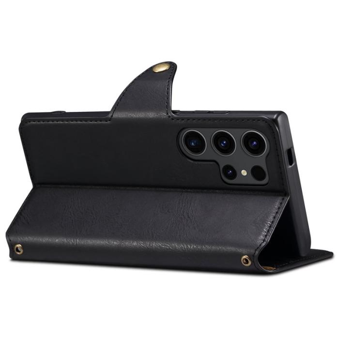 DENIOR - DENIOR Samsung Galaxy S24 Ultra Fodral Äkta Läder Svart