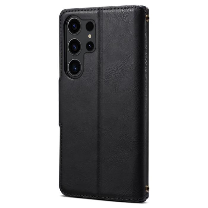 DENIOR - DENIOR Samsung Galaxy S24 Ultra Fodral Äkta Läder Svart