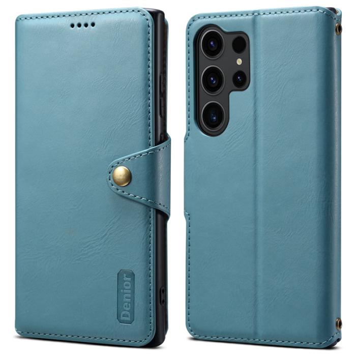 DENIOR - DENIOR Samsung Galaxy S24 Ultra Fodral Äkta Läder Blå