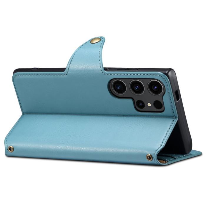 DENIOR - DENIOR Samsung Galaxy S24 Ultra Fodral Äkta Läder Blå