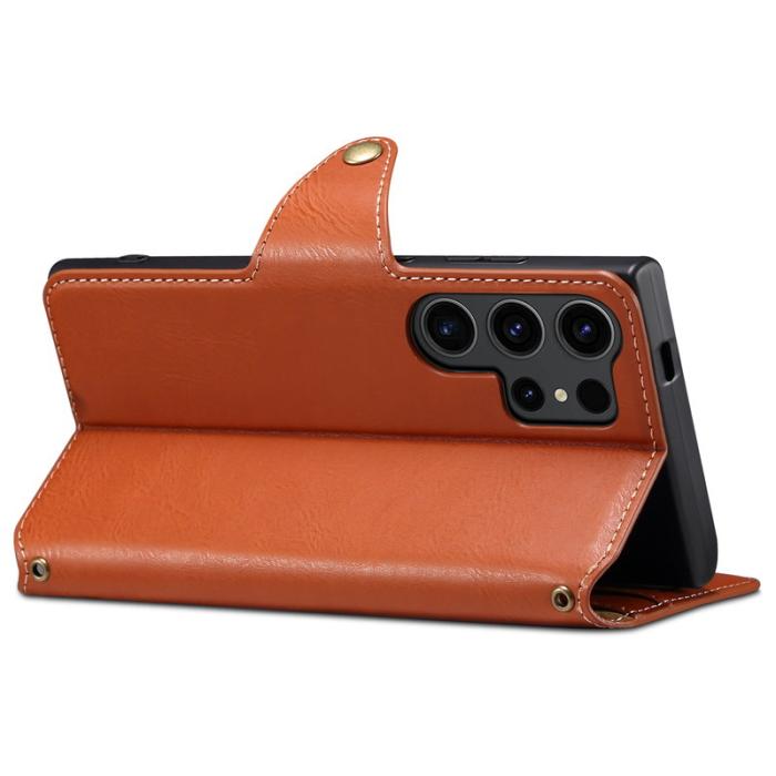 DENIOR - DENIOR Samsung Galaxy S24 Ultra Fodral Äkta Läder Brun