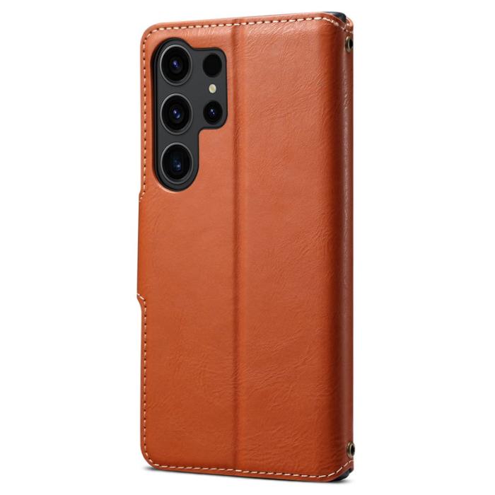 DENIOR - DENIOR Samsung Galaxy S24 Ultra Fodral Äkta Läder Brun