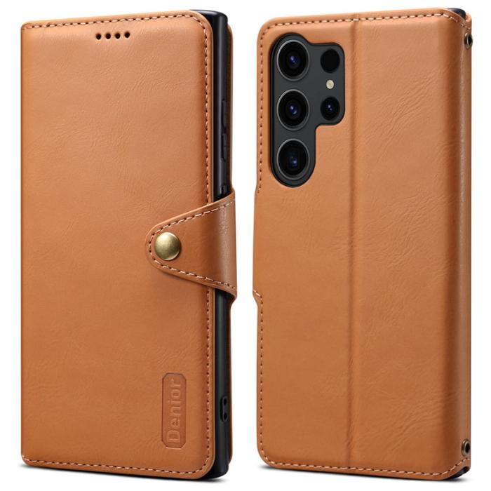 DENIOR - DENIOR Samsung Galaxy S24 Ultra Fodral Äkta Läder Khaki