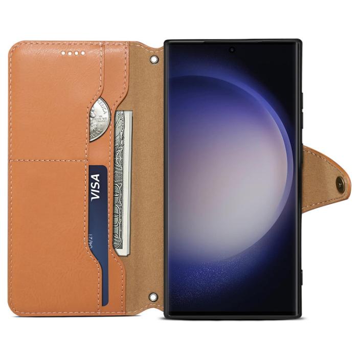 DENIOR - DENIOR Samsung Galaxy S24 Ultra Fodral Äkta Läder Khaki